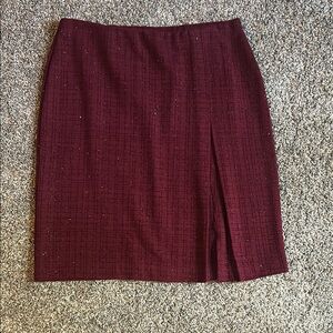 Express Red Pencil Skirt Knee-length Work Slit
